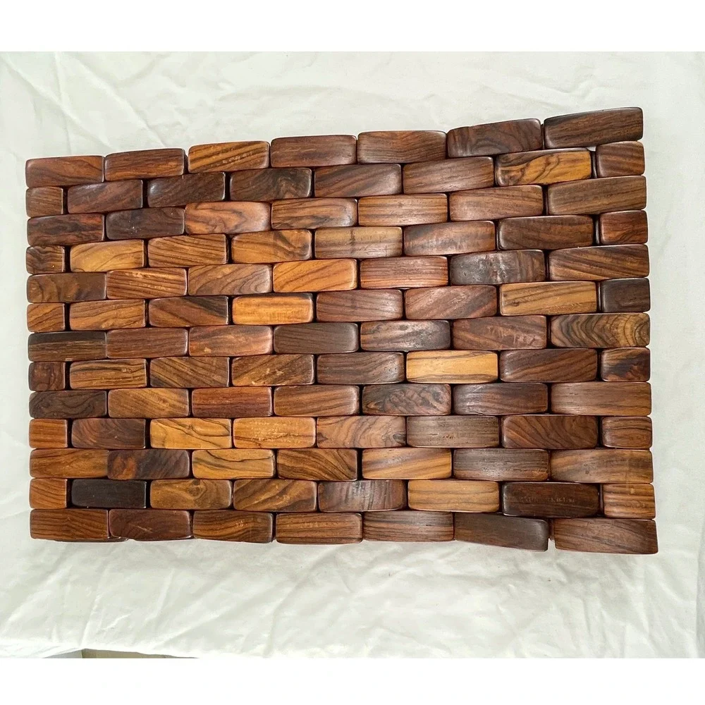 Costa Rica Rosewood Placemats 17.5x11 Wood Brick Brown Flexible Rustic Set of 4
